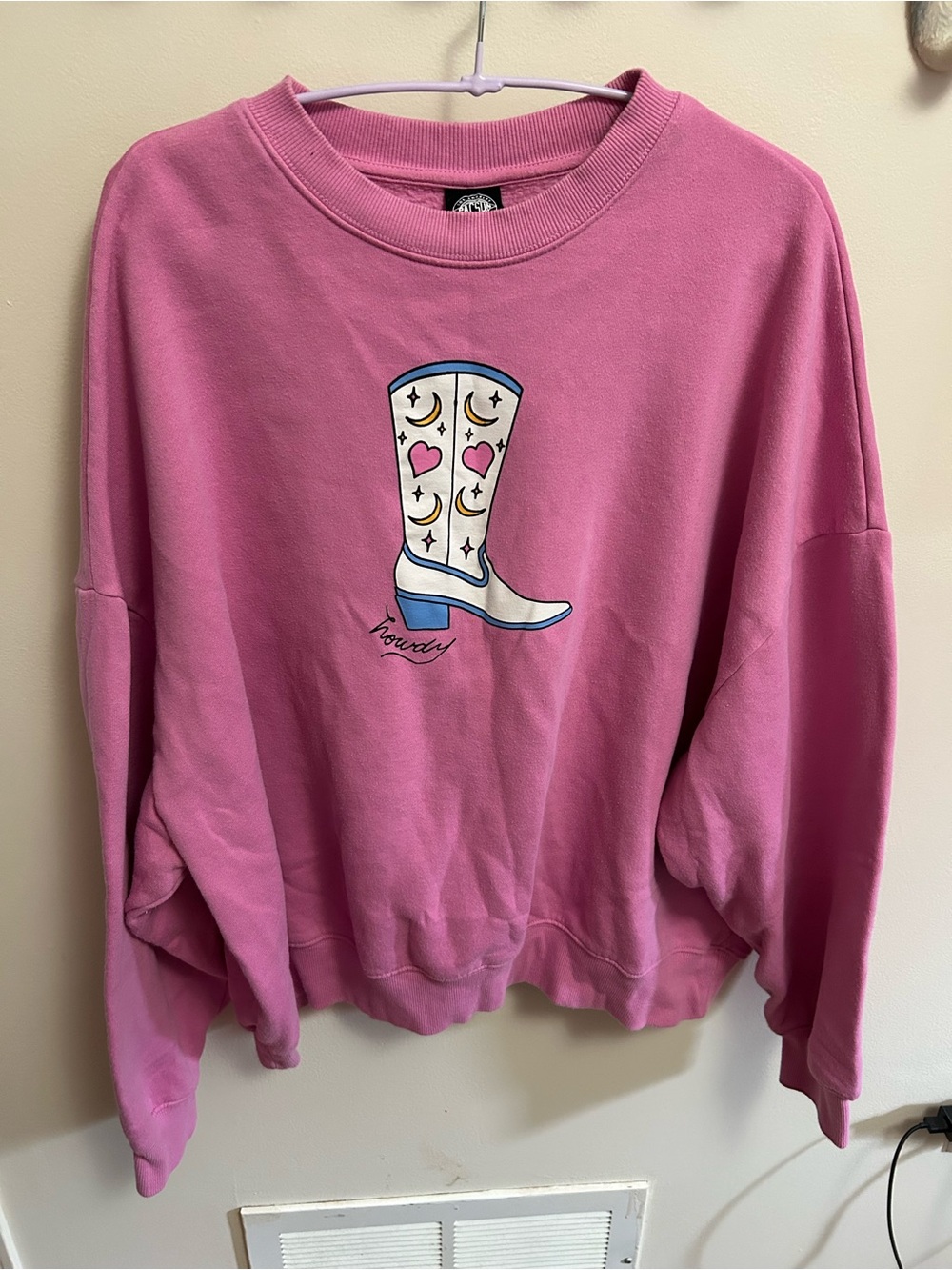 PacSun Pink Graphic Boot Crewneck Sweatshirt